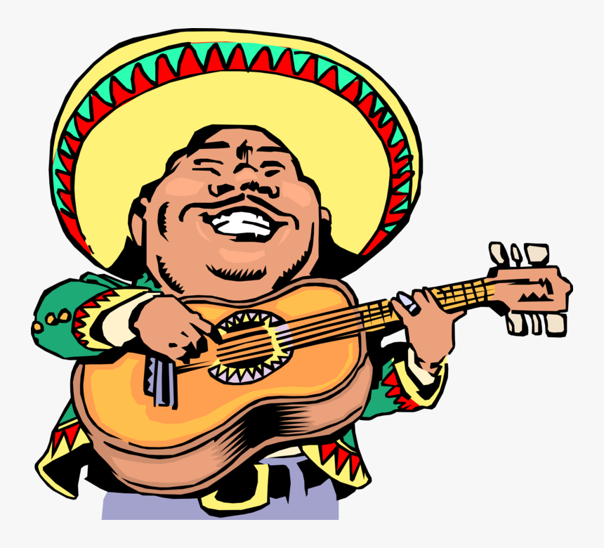 Vector Illustration Of Mexican Musician Plays Acoustic - Spanish Quote Feliz Cumpleaños, HD Png Download