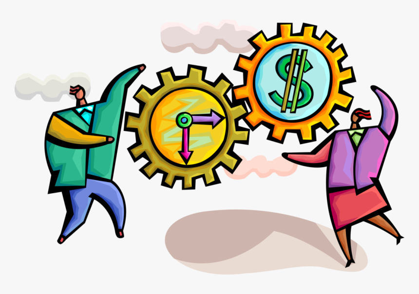 Vector Illustration Of Business Associates With Time, HD Png Download