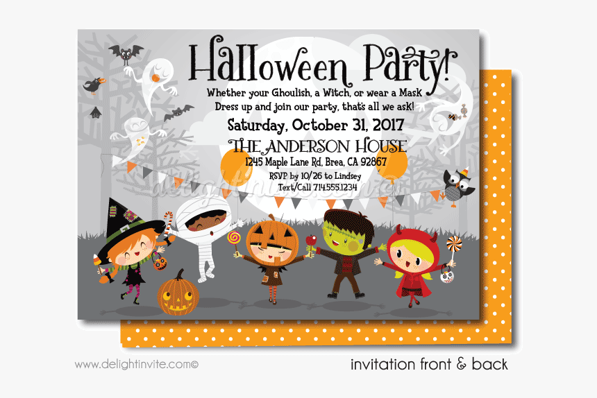 Halloween Party Invitations For Kids, HD Png Download