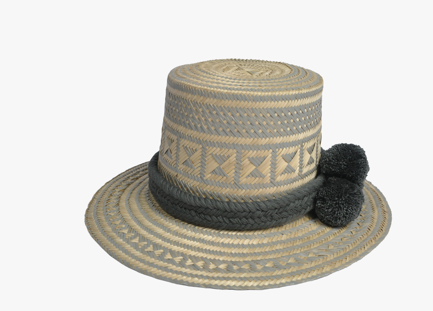 Lazo Straw Hat With Pom Poms Hatband - Cylinder, HD Png Download