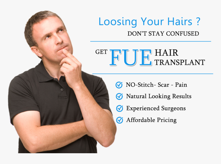 Hair Transplant Banner - Man Thinking Transparent Background, HD Png Download