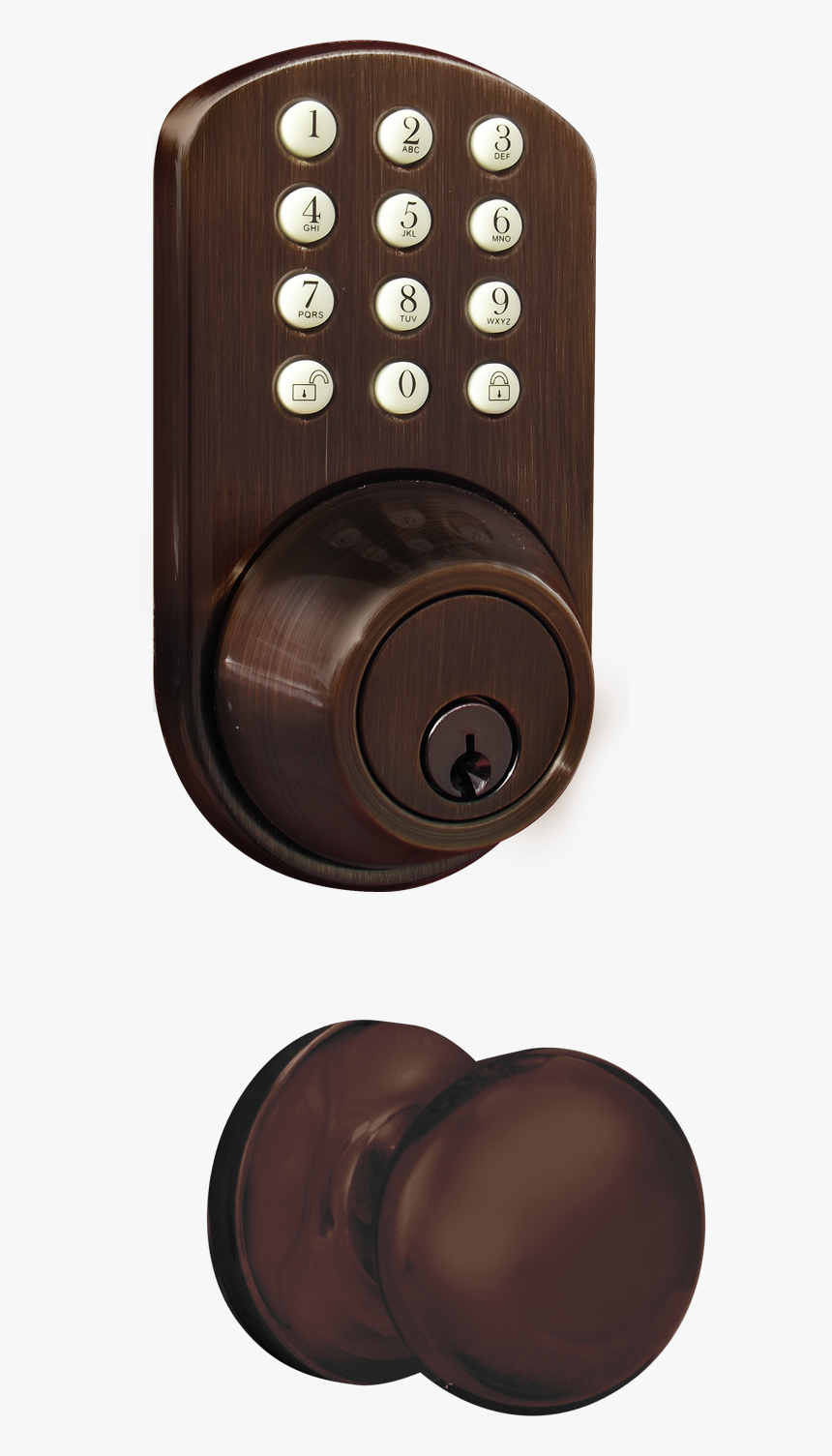 Transparent Doorknob Png - Keypad Deadbolt Regular Knob, Png Download