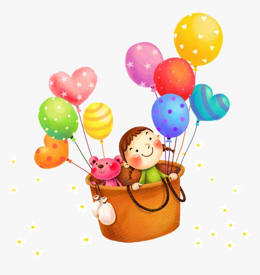 Computer Balloons Cartoon File Free Transparent Image - Flowers And Balloons Cartoons, HD Png Download