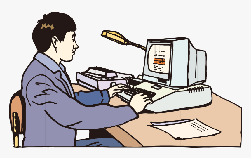 Animation Computer Hand Painted Cartoon Man On - Animation Playing On Computer, HD Png Download