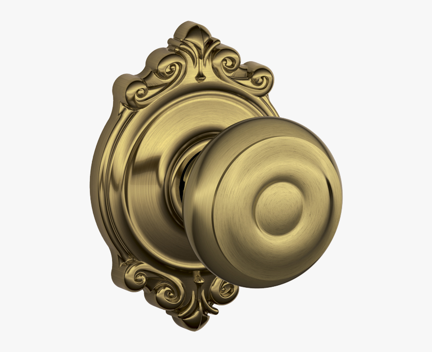 Georgian Knob With Brookshire Trim In Antique Brass - Door Handle, HD Png Download