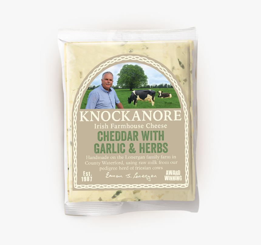 Cheddar With Garlic & Herbs - Grass, HD Png Download