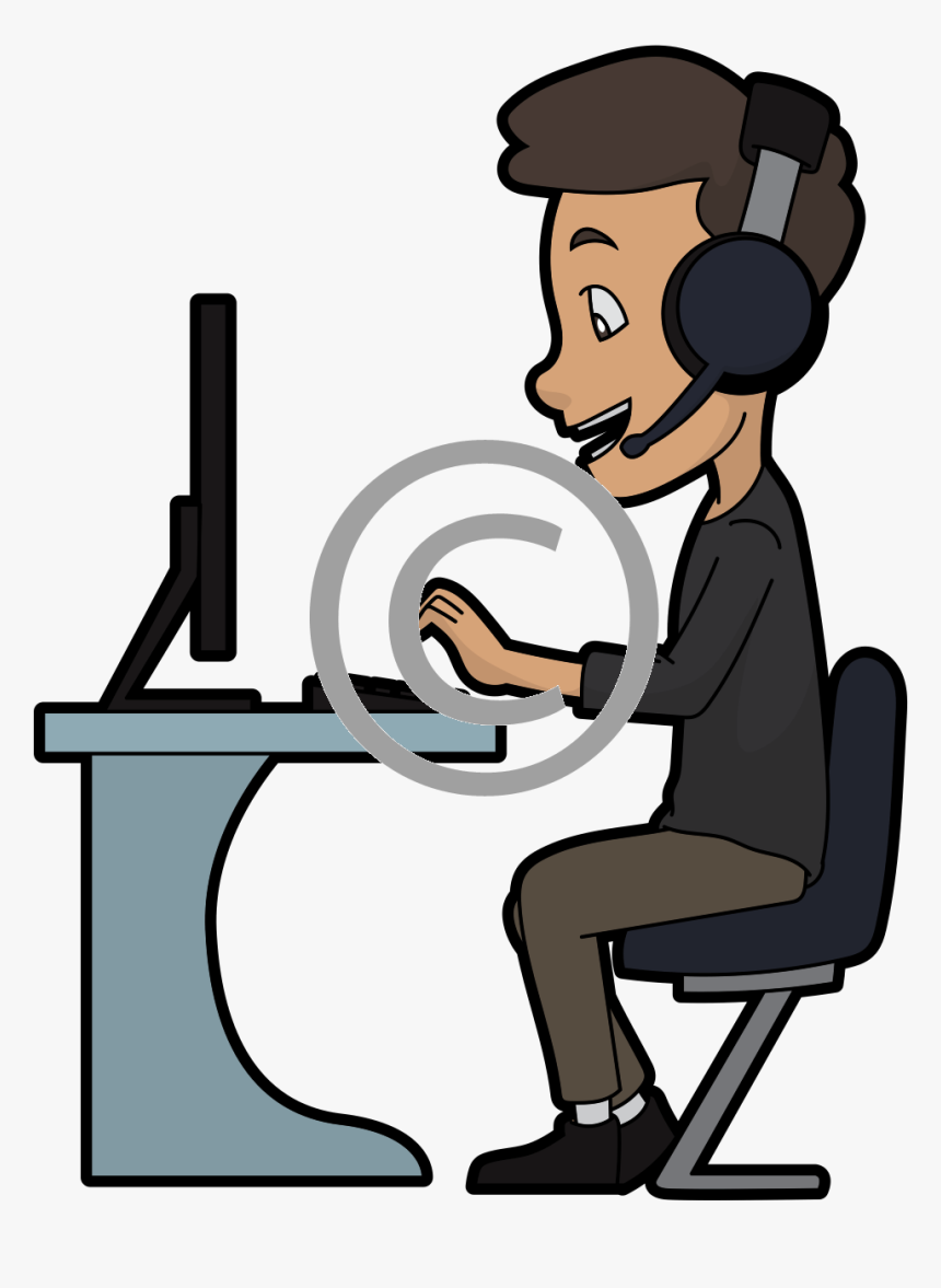 Cartoon With Guy In Computer , Png Download - Cartoon Computer Logo Png, Transparent Png