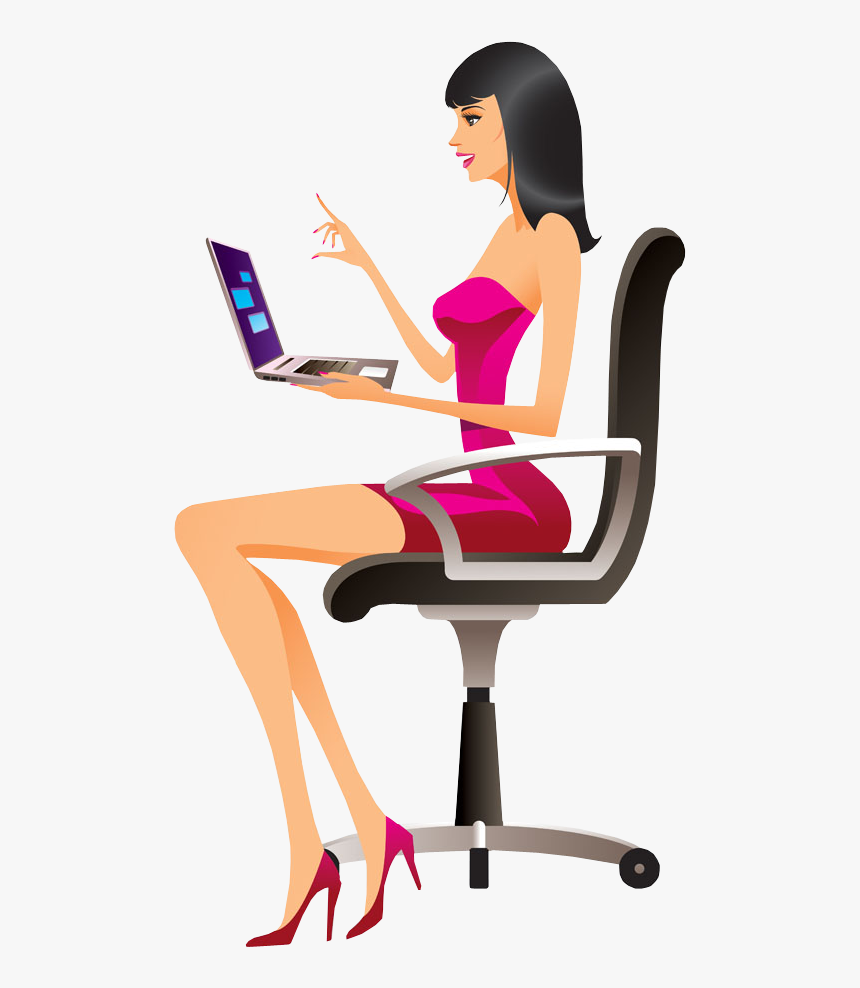 People Portfolio Categories Designshop - Cartoon Girl With Laptop, HD Png Download