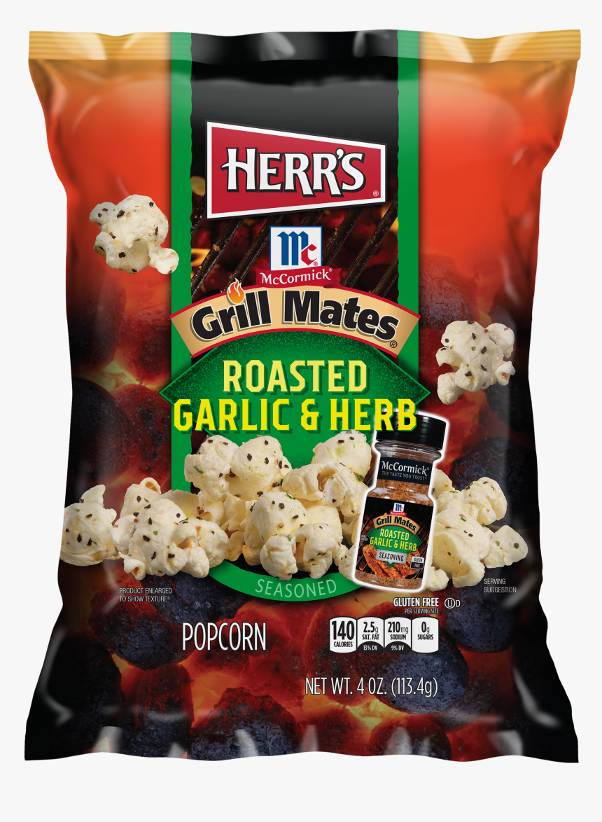 Herrs Mc Grill Mates Roasted Garlic & Herb Popcorn, HD Png Download