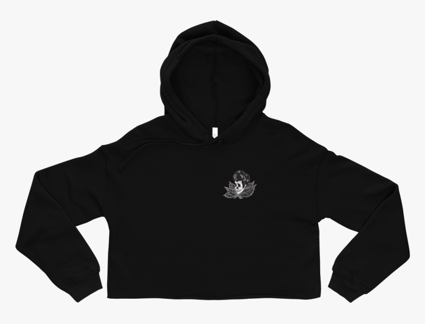 Skullywhite-out Mockup Front Flat Black - Supreme Cropped Hoodie Black, HD Png Download