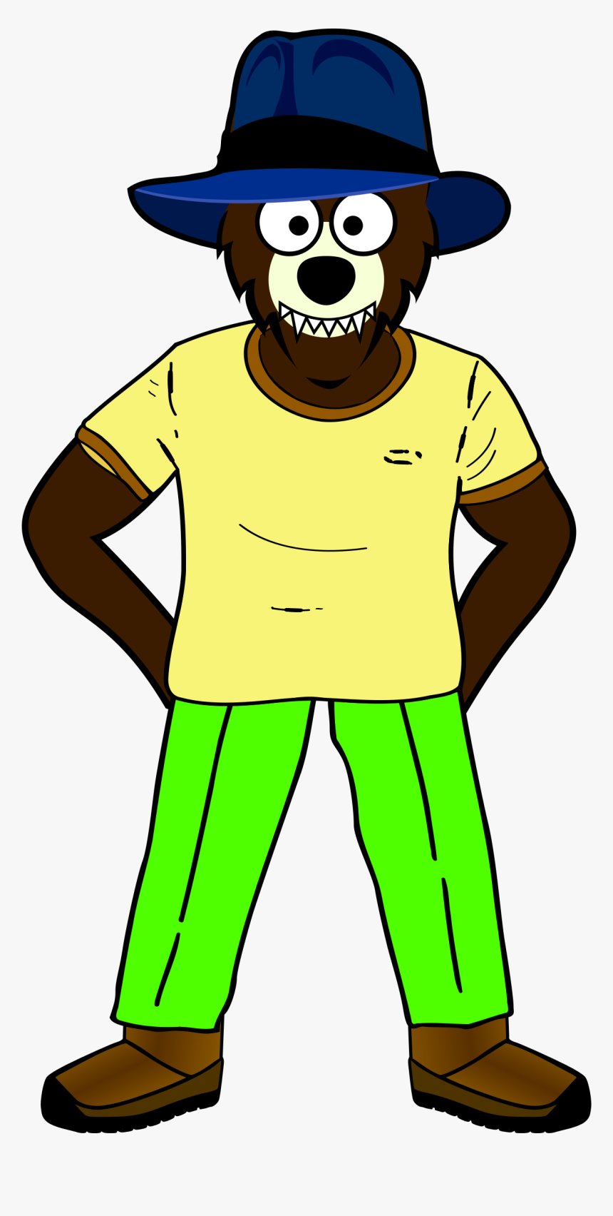 Cartoon Wolf With Clothes Clip Arts - Wolf Clothes Clipart, HD Png Download