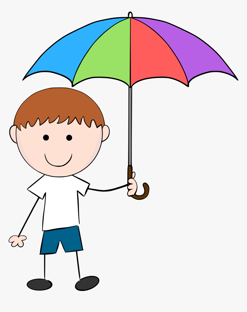 Boy Pic - Boy With Umbrella Clipart, HD Png Download