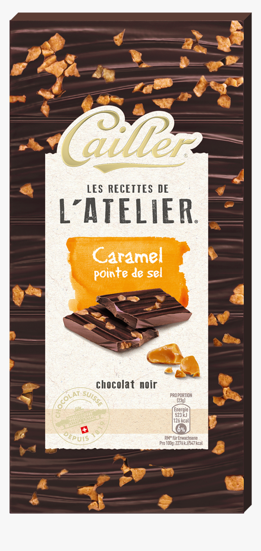Les Recettes De L Atelier Dark Chocolate Tablet With - Nestle Salted Caramel Chocolate, HD Png Download