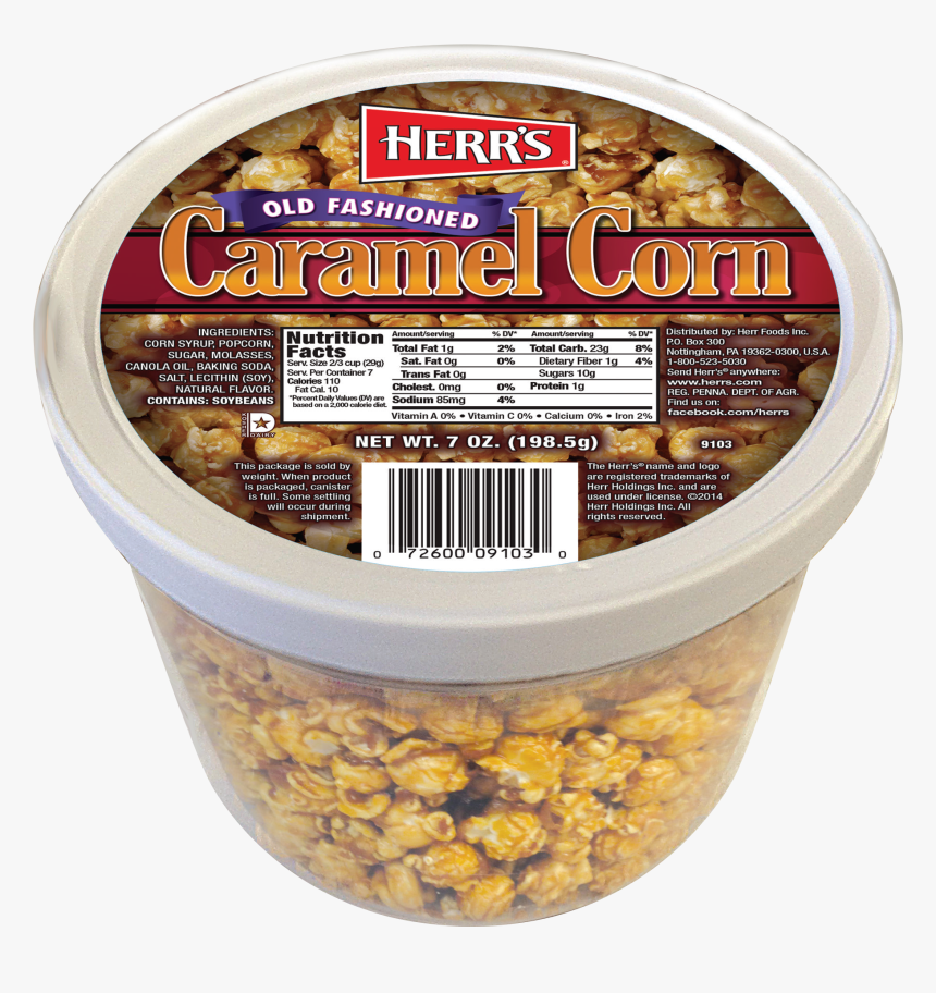 Herr's Old Fashioned Caramel Corn 7 Oz, HD Png Download