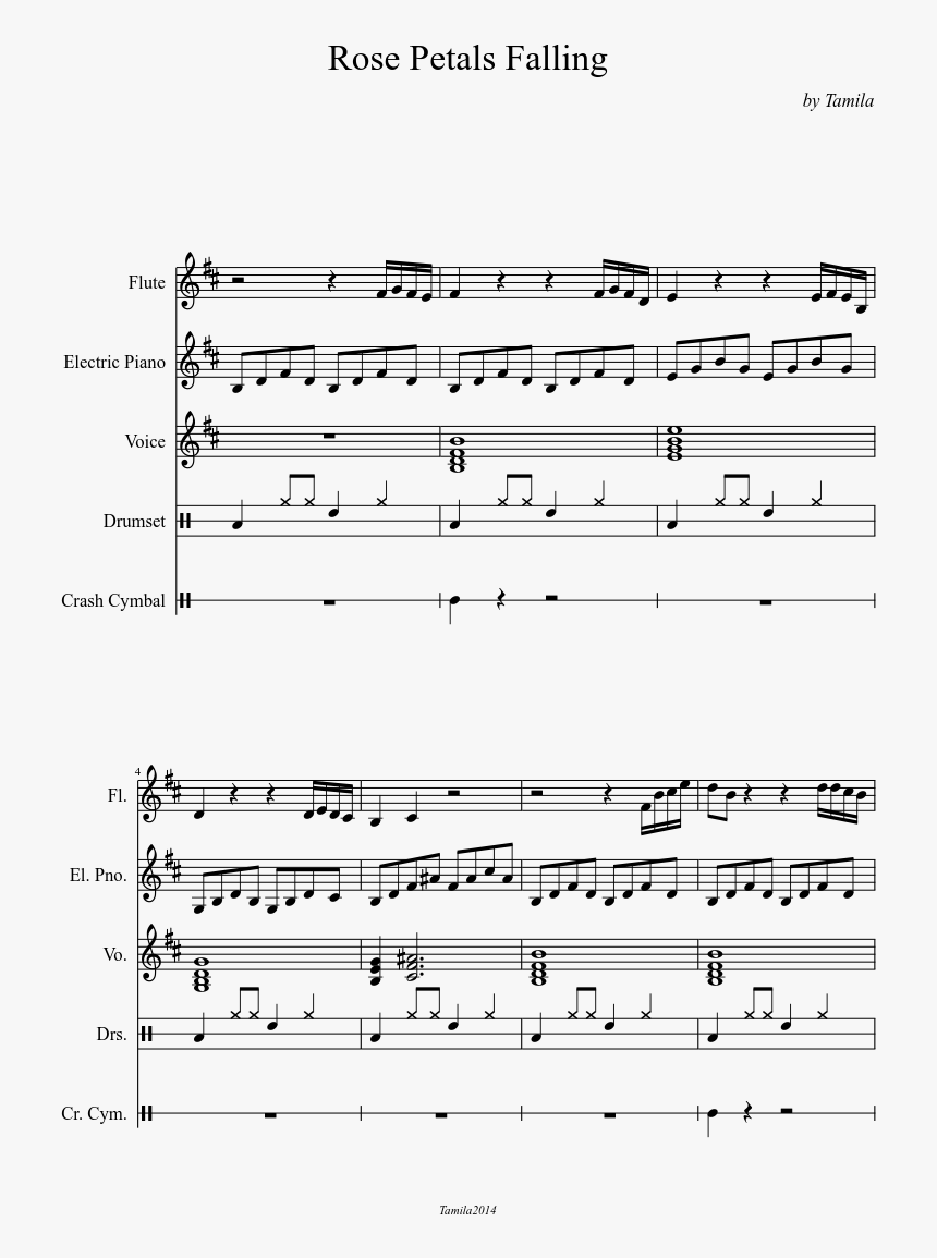 Rose Petals Falling Sheet Music Composed By By Tamila - Soul Intro The Chicken Pdf, HD Png Download