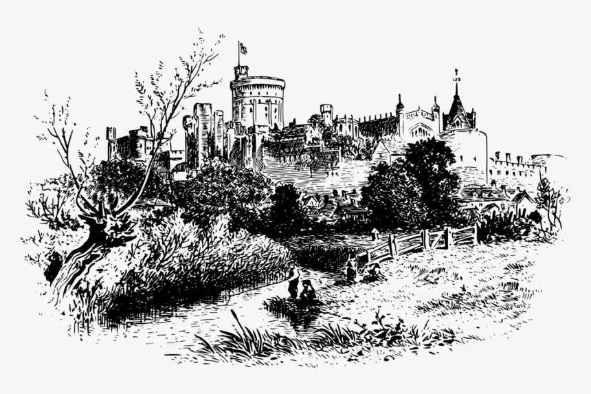 Visual Arts,monochrome Photography,tree - Windsor Castle Drawing Svg, HD Png Download