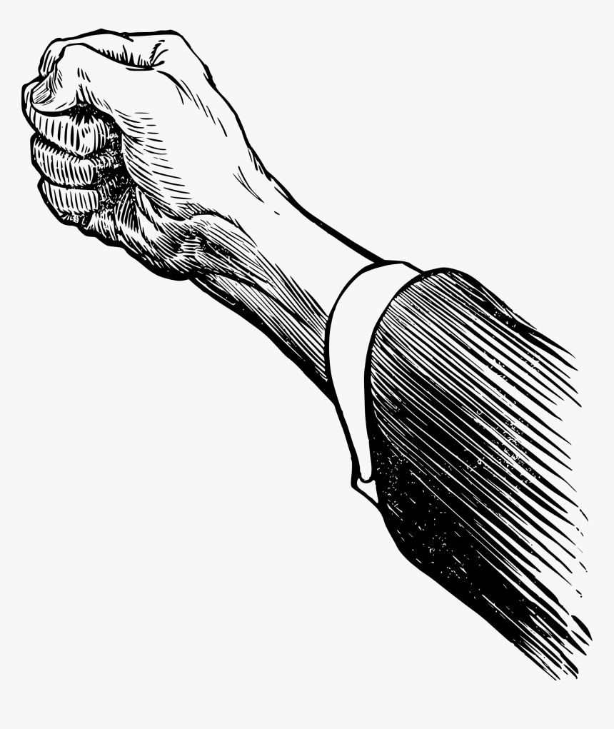 Line Art,neck,monochrome Photography - Punching Fist Png, Transparent Png