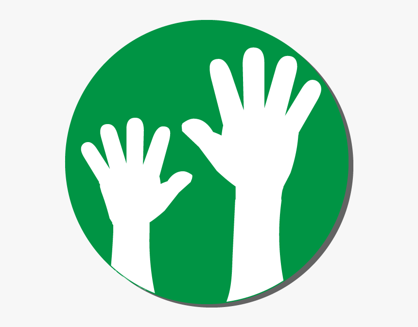 Green Circular Button With Raised Hands On It To Volunteer - Sign, HD Png Download