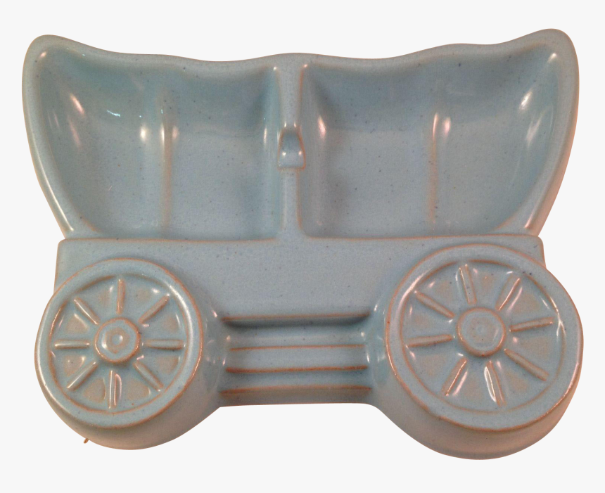 Vintage Frankoma Pottery Covered Wagon Sky Blue Ashtray - Carriage, HD Png Download