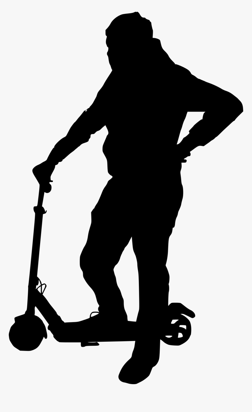 Person Riding Scooter Silhouette, HD Png Download