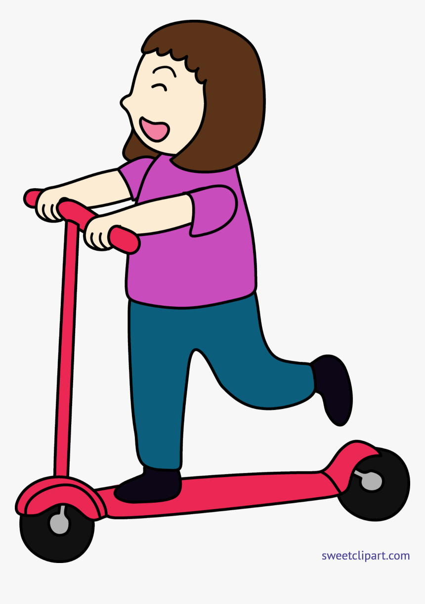 Scooter Girl Clip Art - Girl On A Scooter Clip Art, HD Png Download