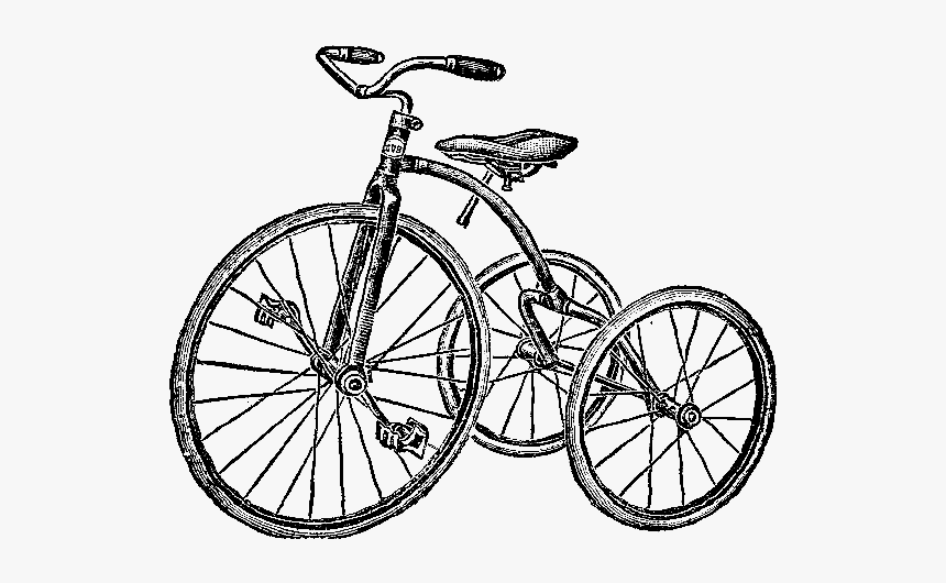 Digital Stamp Design - Simple Drawing Of A Tricycle, HD Png Download