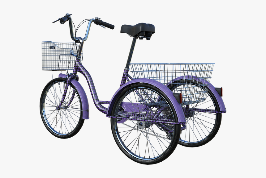 Bicycle, Trike, 3 Wheeler, Basket, Handlebars, Seat - Велосипед С Три Колела, HD Png Download