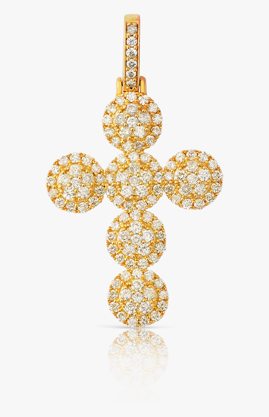 10k Yellow Gold Round Crucifix Diamond Cross Pendant - Pendant, HD Png Download