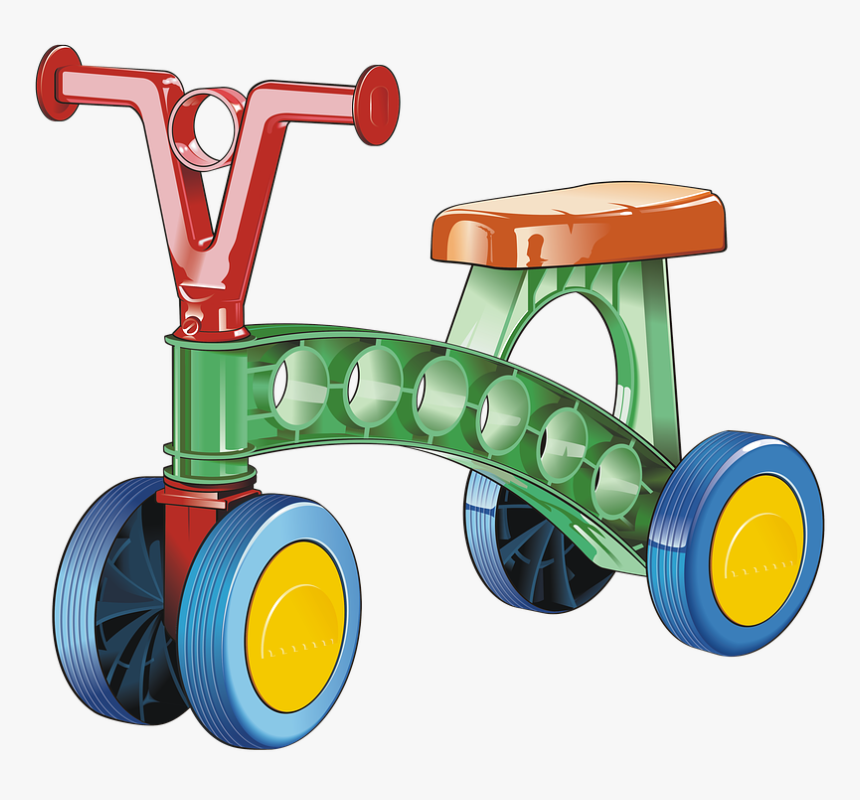 Tricycle, Vehicle, Transport, Toy, Child, Drawing - Push & Pull Toy, HD Png Download
