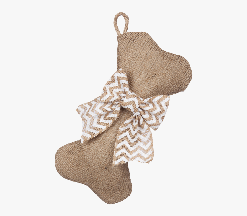 Mini-bone Natural Burlap Stocking With Optional Bow - Woolen, HD Png Download