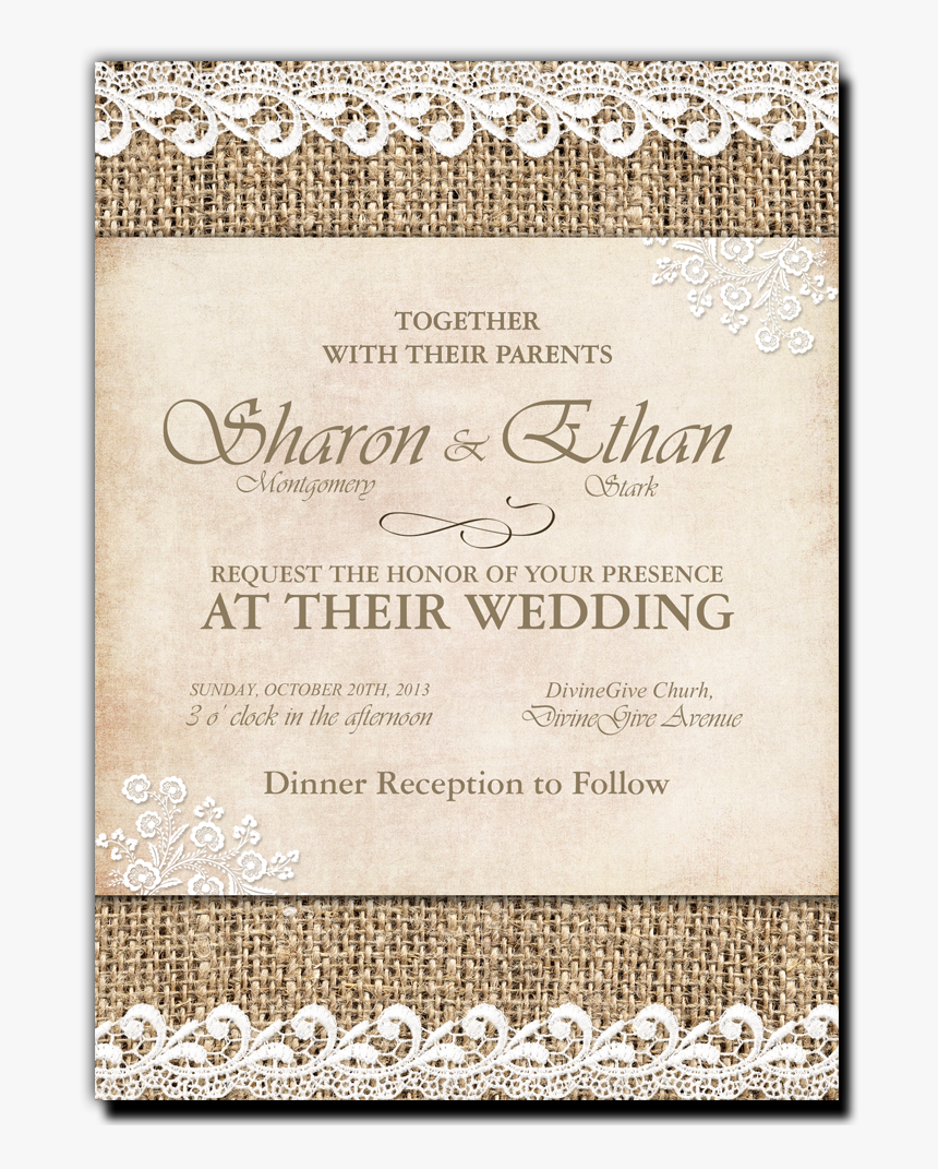 Shabby Chic Invitation Printable - Wedding Invitation, HD Png Download