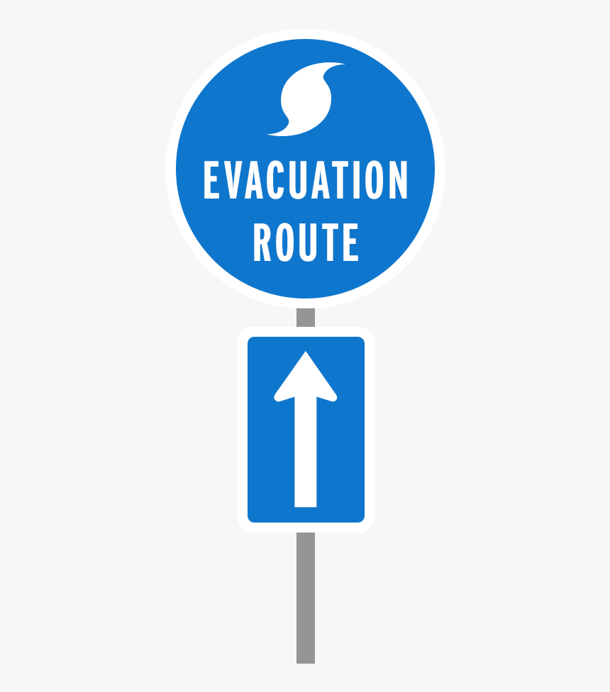 Sign With Hurricane Icon And Text Reading Evacuation - Sign, HD Png Download
