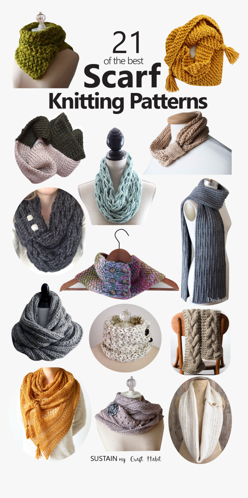 Collage Of Images Showing 14 Different Scarf Knitting - Crochet, HD Png Download