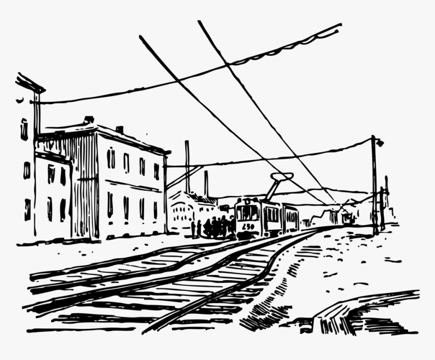 Rail Transport Passenger Car - Railway Tracks Clipart Black And White, HD Png Download