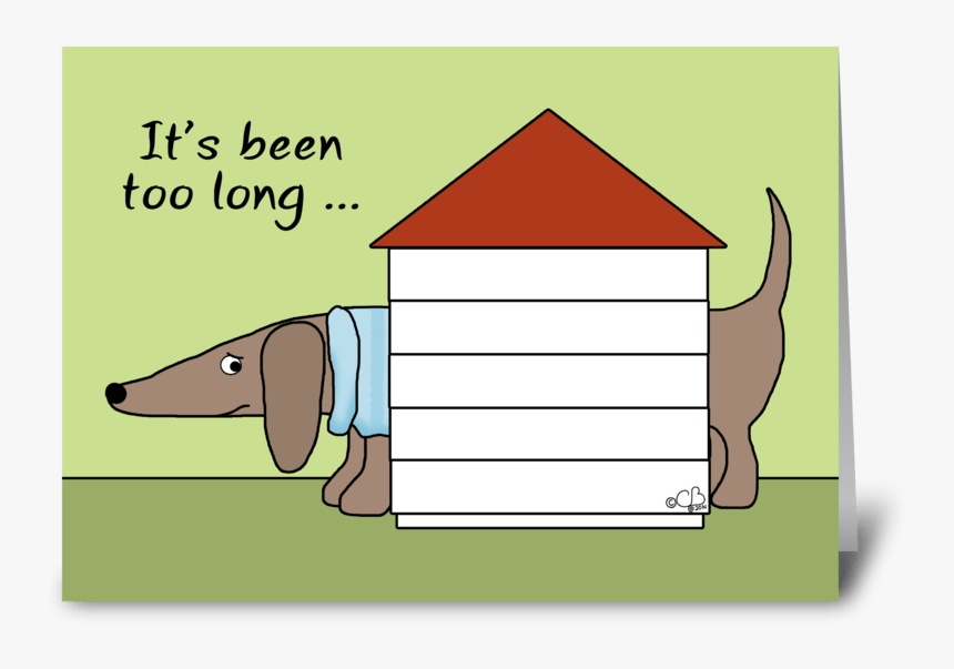 Missing You-dachshund In Dog House Greeting Card - Cartoon, HD Png Download