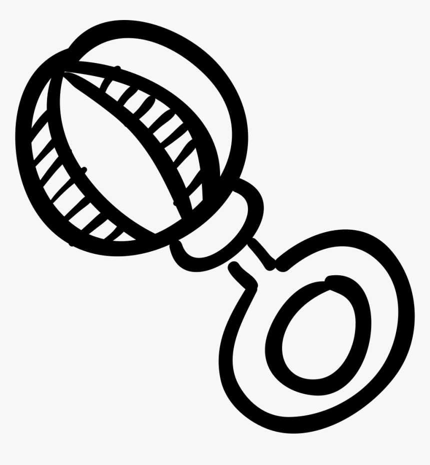 Rattle Hand Drawn Baby Toy - Rattle Baby Icon Png, Transparent Png