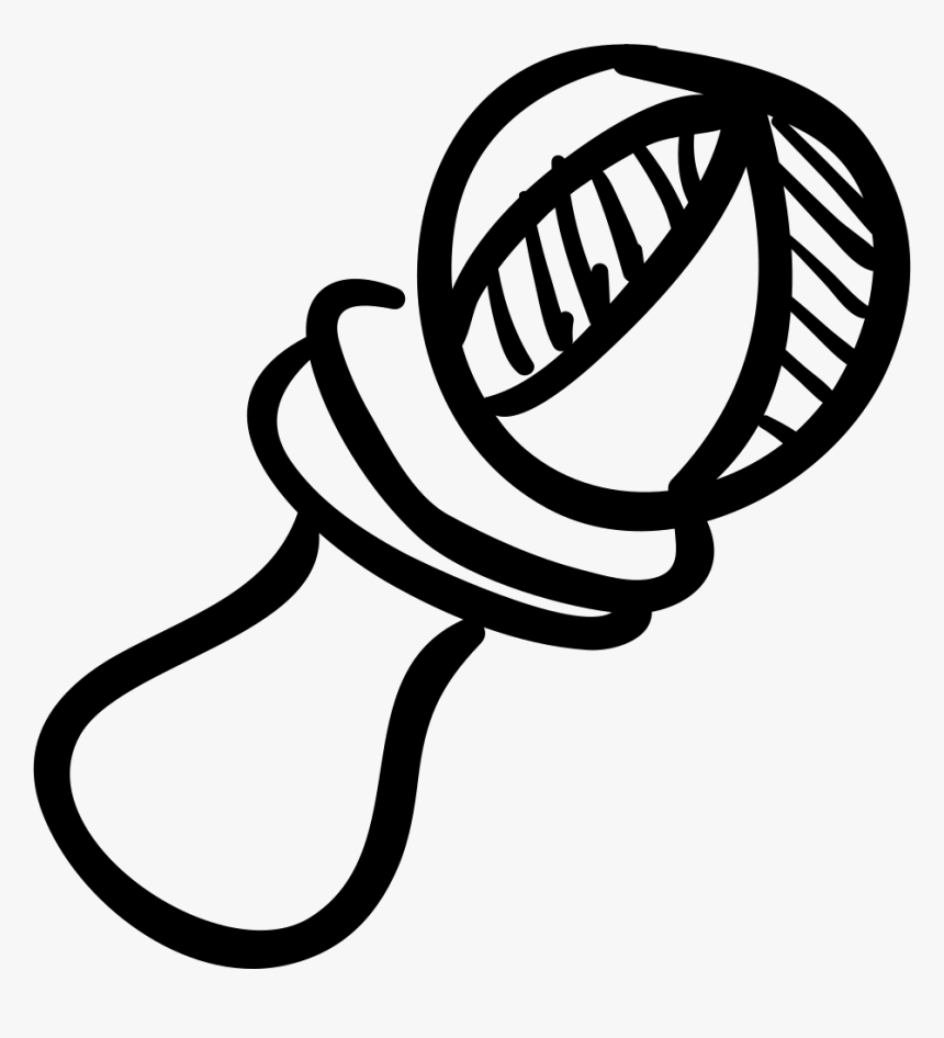 Rattle Hand Drawn Baby Toy - Baby Toy Vector Rattle, HD Png Download