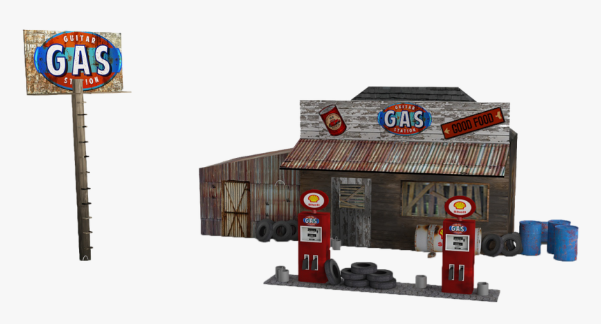Old Gas Station Png, Transparent Png