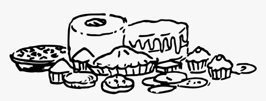 Bakery, Cake, Baking, Frosting, Pastry, Desserts - Pastries Black And White Png, Transparent Png