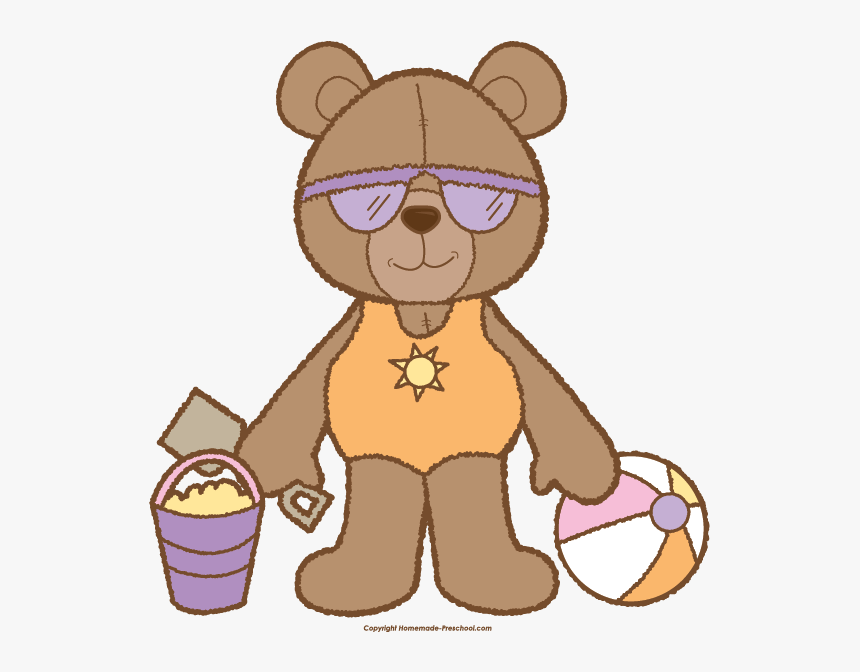 Teddy Bear Clipart Reading - Bear Sitting In Beach Clip Art, HD Png Download