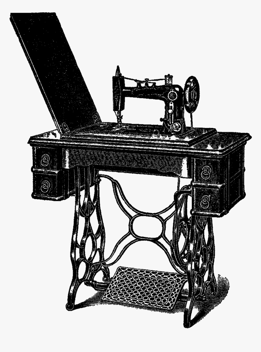 Digital Download Vintage Sewing Machine Clip Art - Sewing Machine Icon Png, Transparent Png