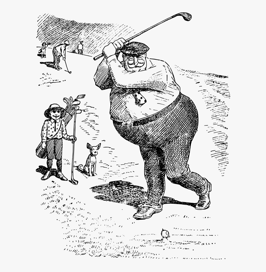 Fat Man Golfs - Cartoon, HD Png Download