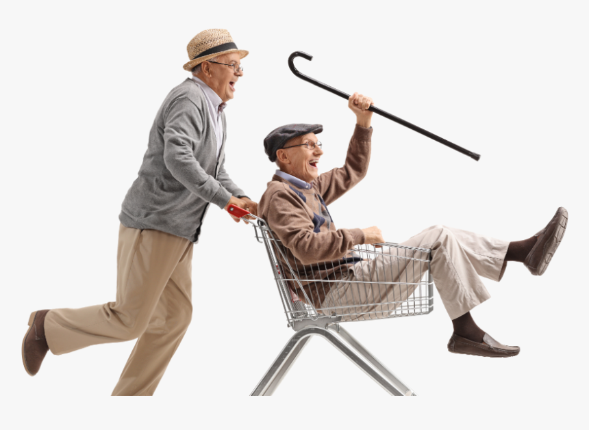 Image - Old Man In Shopping Trolley, HD Png Download