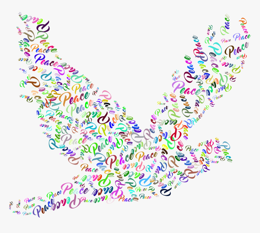 Prismatic Flying Peace Dove Typography No Background - Peace Dove Transparent Background, HD Png Download
