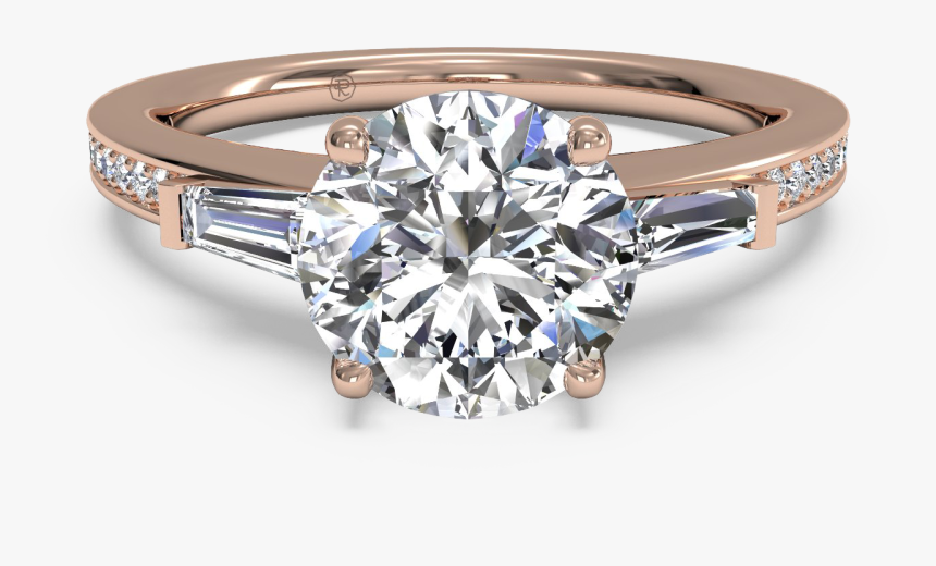 Round Diamond Band Engagement Ring, HD Png Download