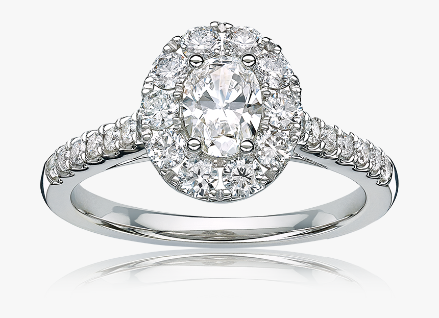 Oval Diamond Wedding Ring Halo, HD Png Download
