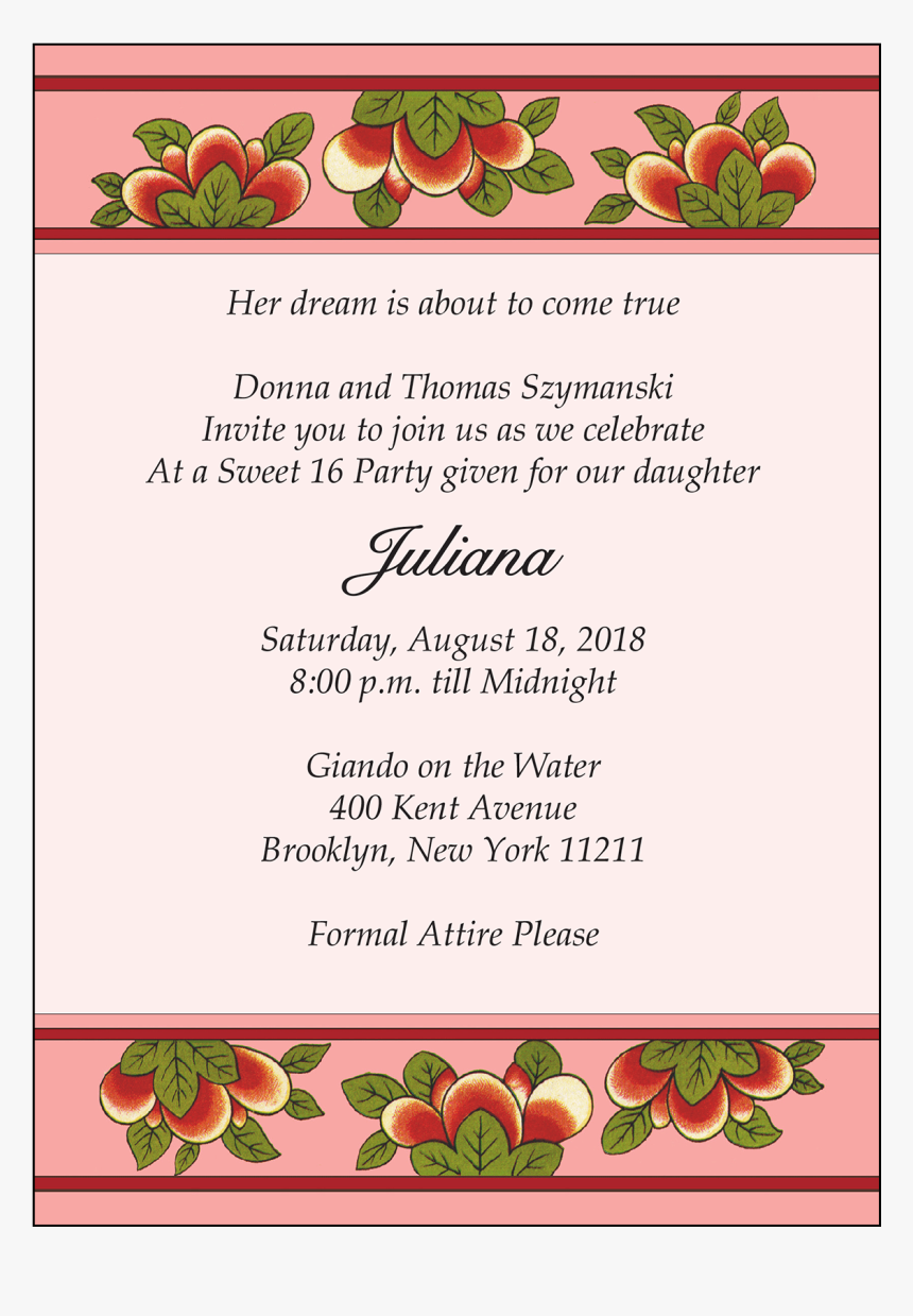Sweet 16 Invitation - Garden Roses, HD Png Download