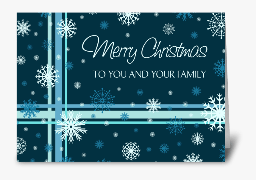 Merry Christmas Teal White Snowflakes Greeting Card - Christmas Card, HD Png Download