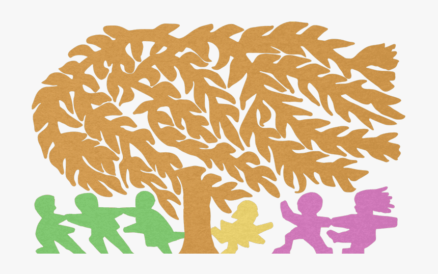 Silhouette Of Kids Playing Under A Willow Tree, HD Png Download