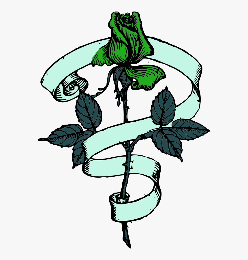 Vector Clip Art - Rose With Banner Clipart, HD Png Download